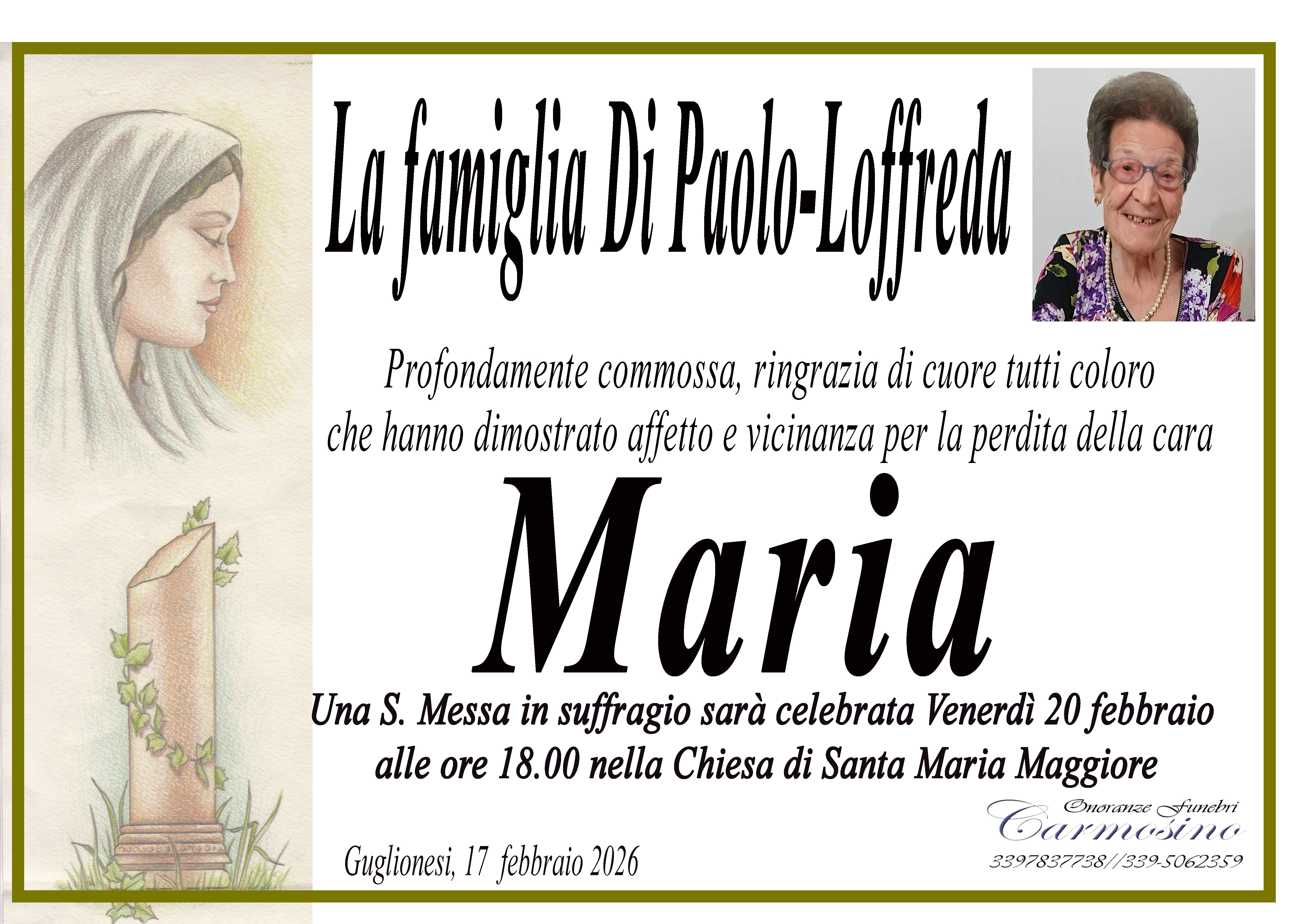 Necrologio Maria Di Paolo ved. Loffreda